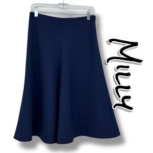 Milly Navy A-Line Flared Midi Skirt Workwear Quiet Luxury Preppy Womens Size 4